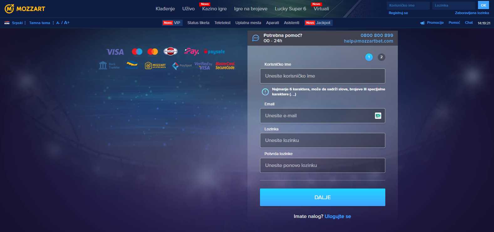 Mozzarbet registracija za srpske igrače